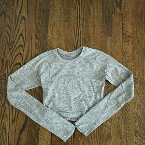 Lululemon Gray Cropped Long Sleeve Swiftly